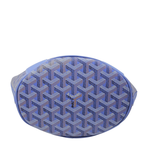 Le Jardin Belharra  PM Blue Tote Bag in Coated Canvas Silver hardware