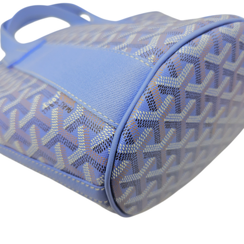 Le Jardin Belharra  PM Blue Tote Bag in Coated Canvas Silver hardware