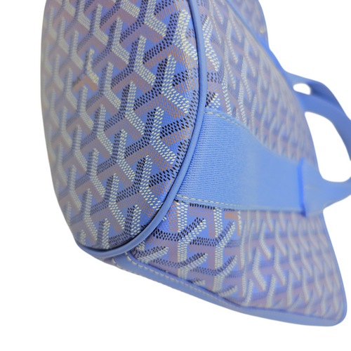 Le Jardin Belharra  PM Blue Tote Bag in Coated Canvas Silver hardware