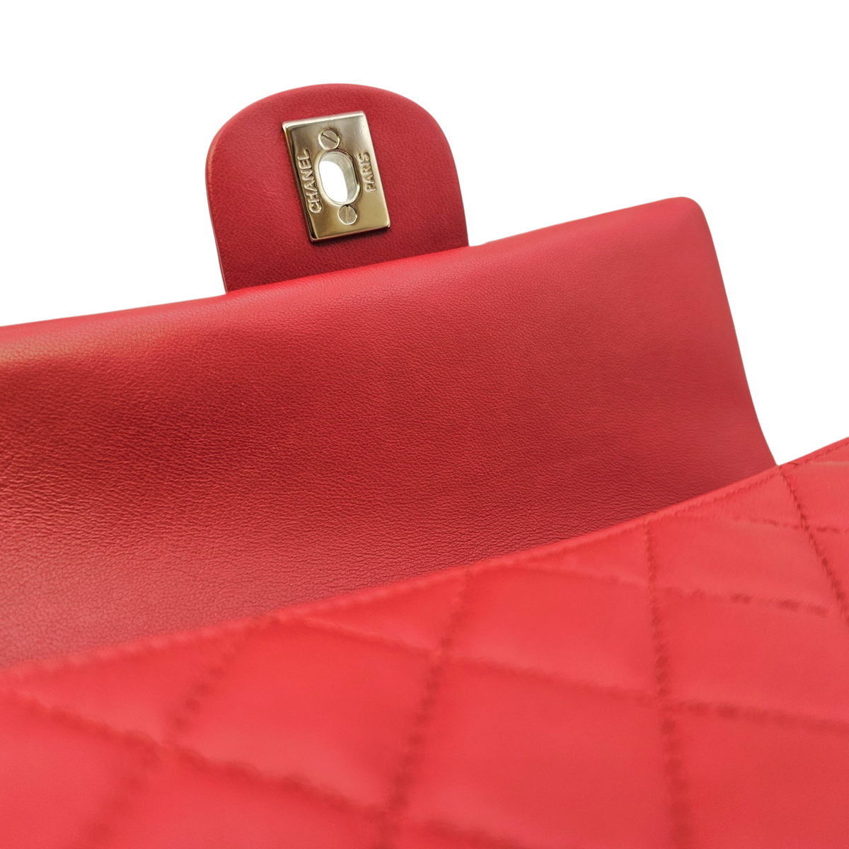 Rectangular  Mini Red Shoulder Bag in Lambskin Silver hardware