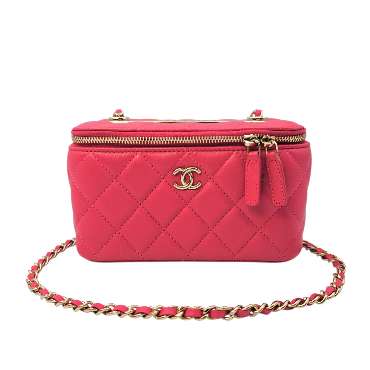 Vanity Pink Crossbody Bag in Lambskin Light Gold hardware
