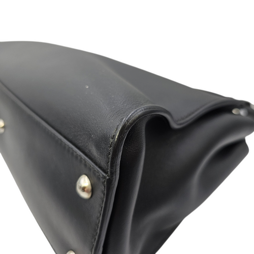 Peekaboo Black Top Handle Bag in Calfskin Silver hardware