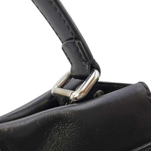 Peekaboo Black Top Handle Bag in Calfskin Silver hardware