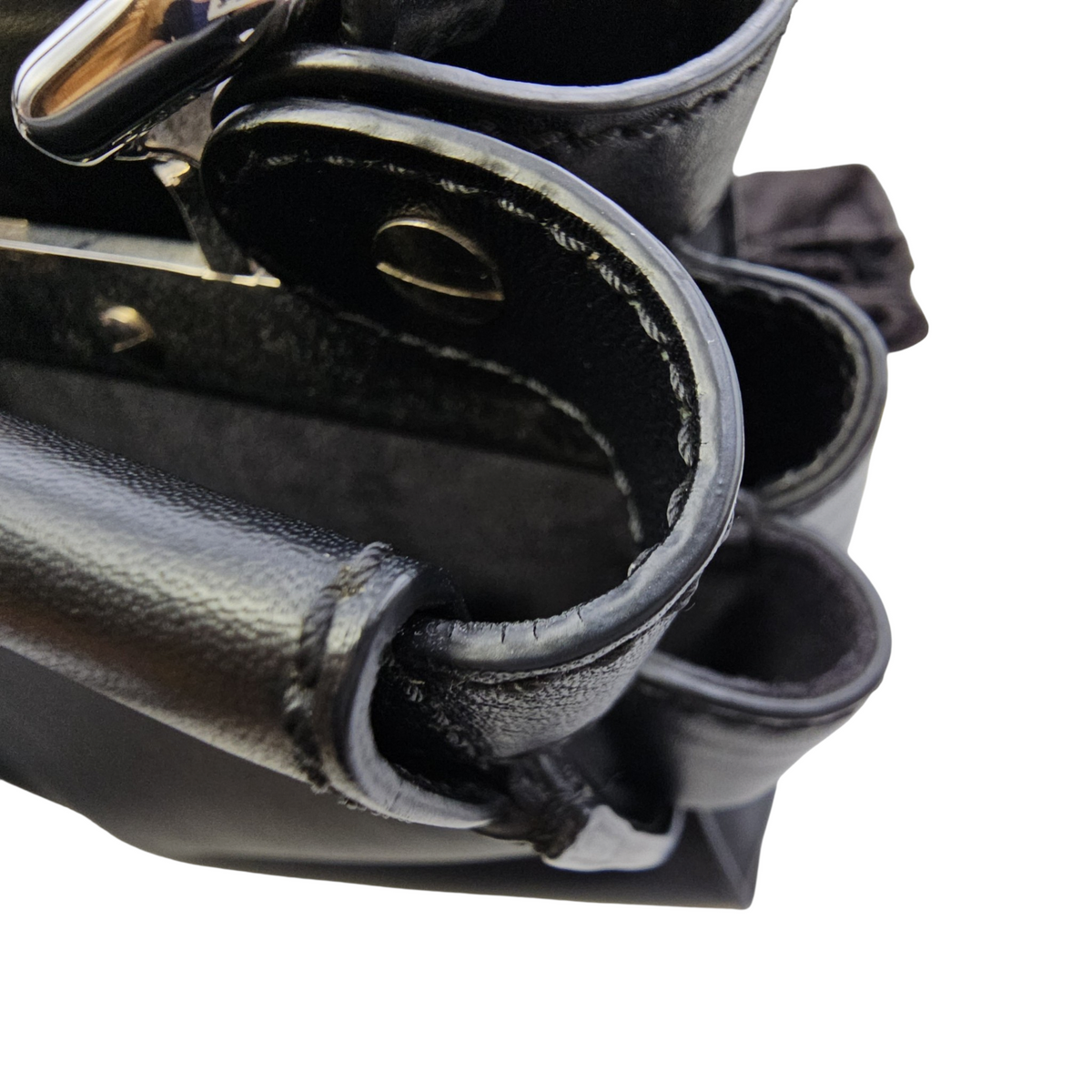 Peekaboo Black Top Handle Bag in Calfskin Silver hardware