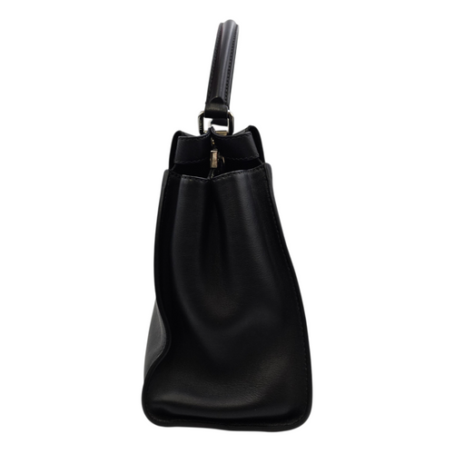 Peekaboo Black Top Handle Bag in Calfskin Silver hardware