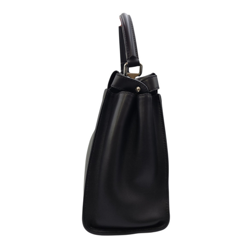 Peekaboo Black Top Handle Bag in Calfskin Silver hardware