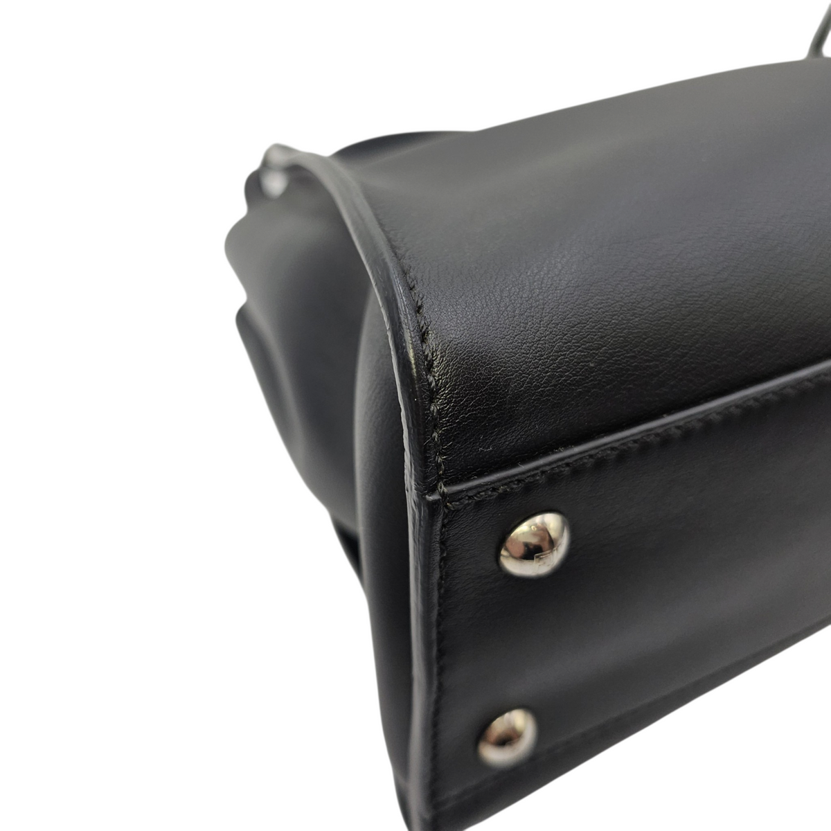 Peekaboo Black Top Handle Bag in Calfskin Silver hardware