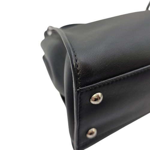 Peekaboo Black Top Handle Bag in Calfskin Silver hardware