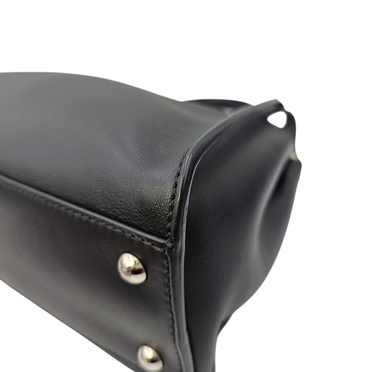 Peekaboo Black Top Handle Bag in Calfskin Silver hardware