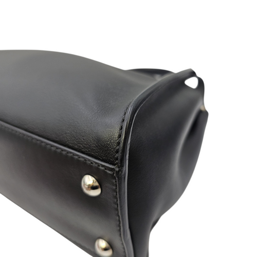 Peekaboo Black Top Handle Bag in Calfskin Silver hardware