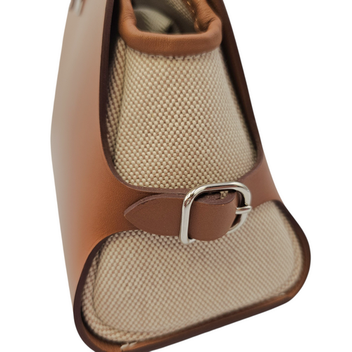 Tablier Sellier  Fauve/Gold/Ecru-beige in Vache Hunter/Swift/Toile Palladium hardware