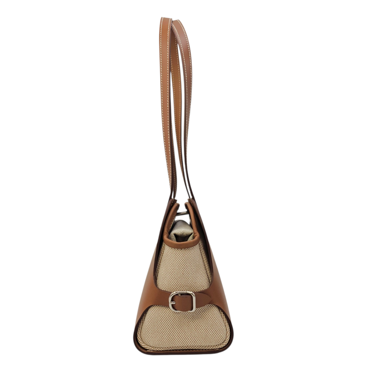Tablier Sellier  Fauve/Gold/Ecru-beige in Vache Hunter/Swift/Toile Palladium hardware