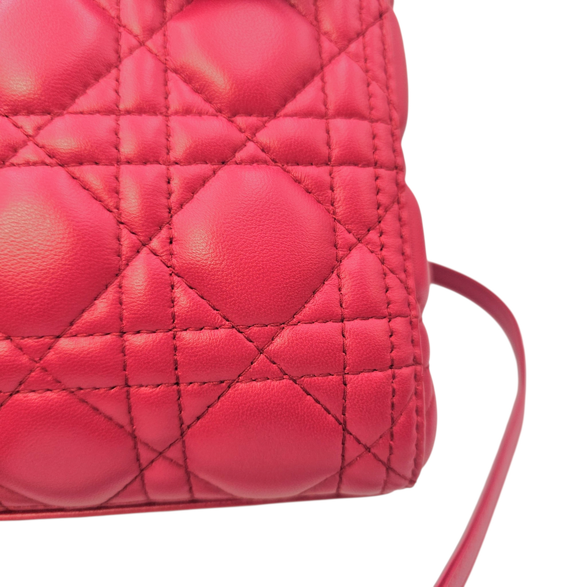 Lady Dior Red Top Handle Bag in Lambskin Silver hardware