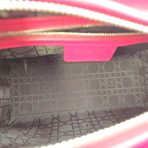 Lady Dior Red Top Handle Bag in Lambskin Silver hardware