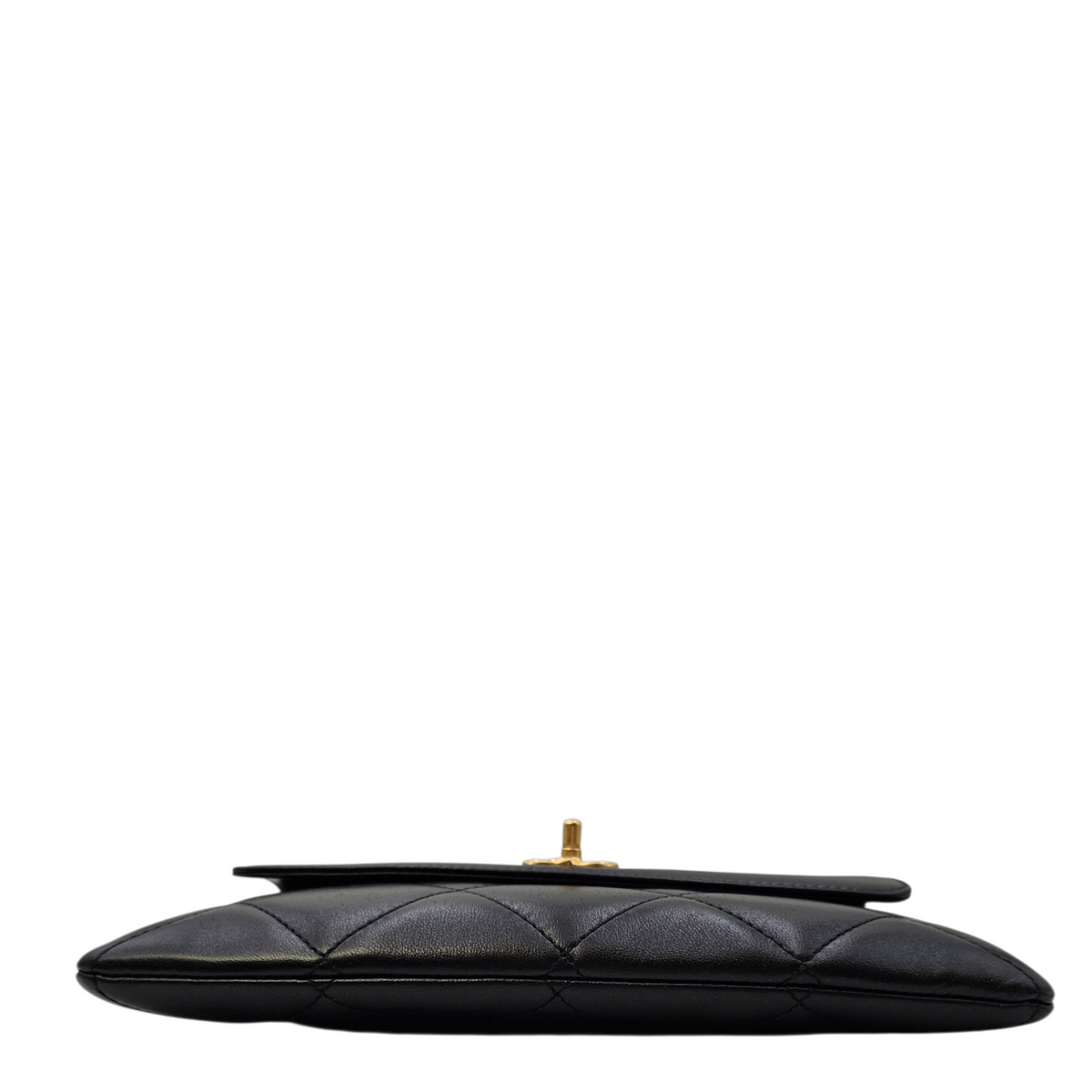 Clutch with Chain  24 Black Top Handle Bag in Lambskin Gold hardware
