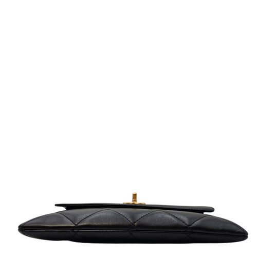 Clutch with Chain  24 Black Top Handle Bag in Lambskin Gold hardware