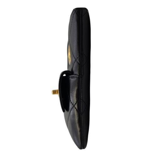 Clutch with Chain  24 Black Top Handle Bag in Lambskin Gold hardware