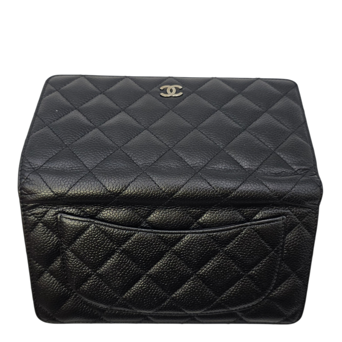 Bi Fold  Black Wallet in Caviar Leather Silver hardware