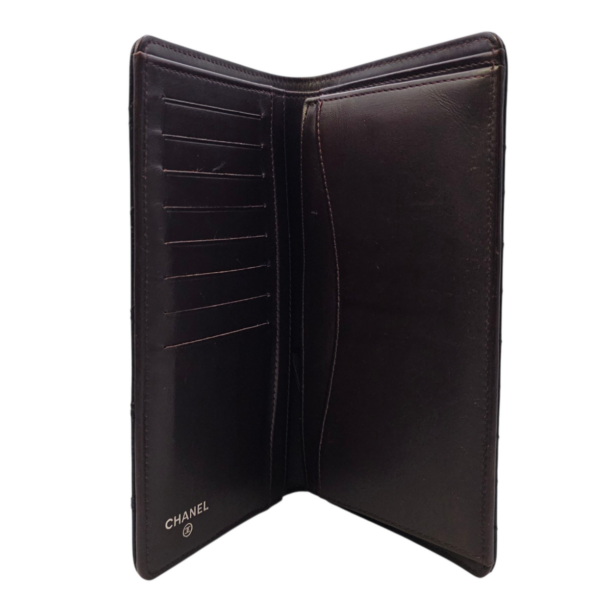 Bi Fold  Black Wallet in Caviar Leather Silver hardware
