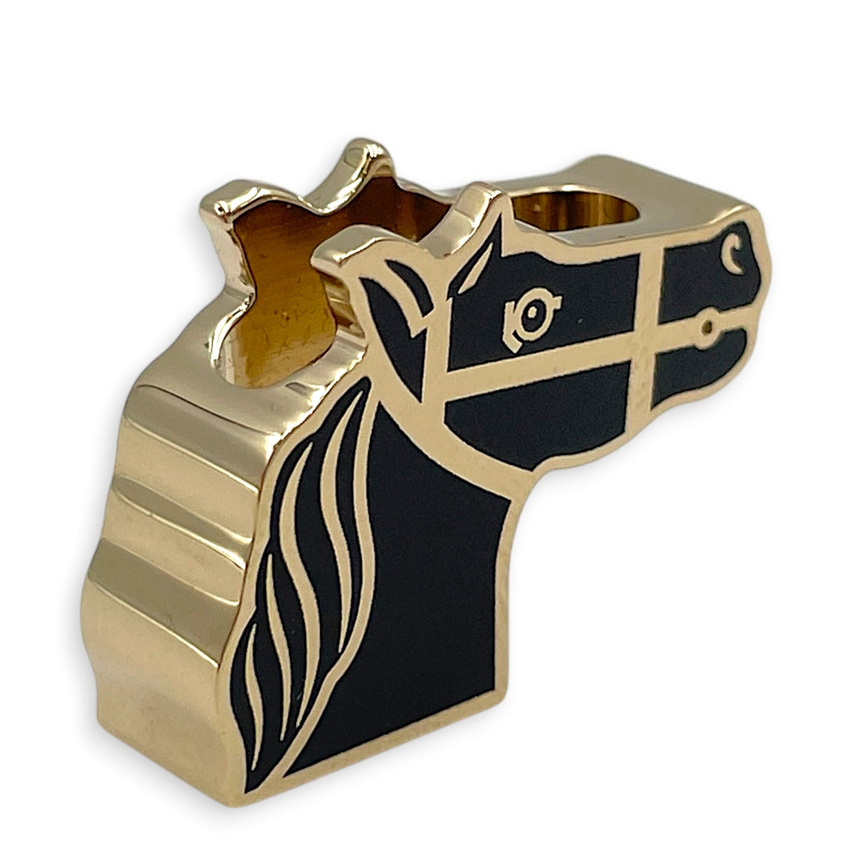 Quadrige Twilly Ring Black Charm Permabrass hardware