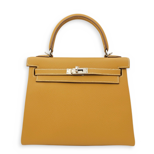 Kelly 25 Naturel Sable in Togo Palladium hardware
