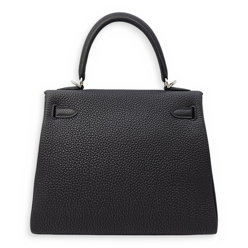 Kelly 25 Noir in Togo Palladium hardware