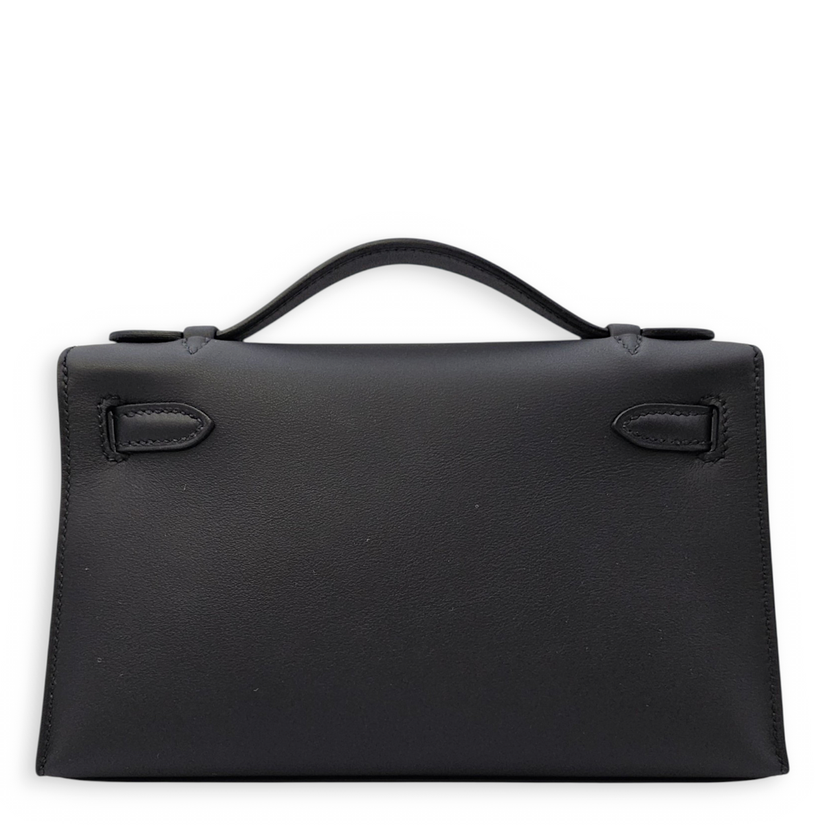 Kelly Pochette Noir in Swift Palladium hardware
