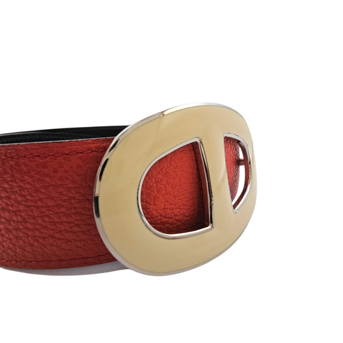 Chaine d'ancre Belt Kit. 32mm by 80cm Rouge/Noir Belt in Togo Lacquered Metal hardware