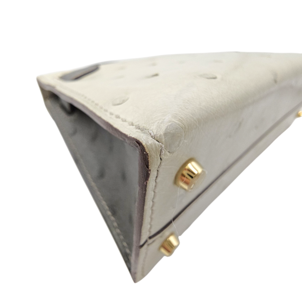 HSS Sellier Kelly  20 Gris Perle/Gris Meyer in Ostrich Permabrass hardware