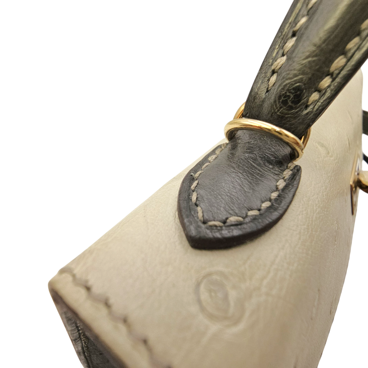 HSS Sellier Kelly  20 Gris Perle/Gris Meyer in Ostrich Permabrass hardware