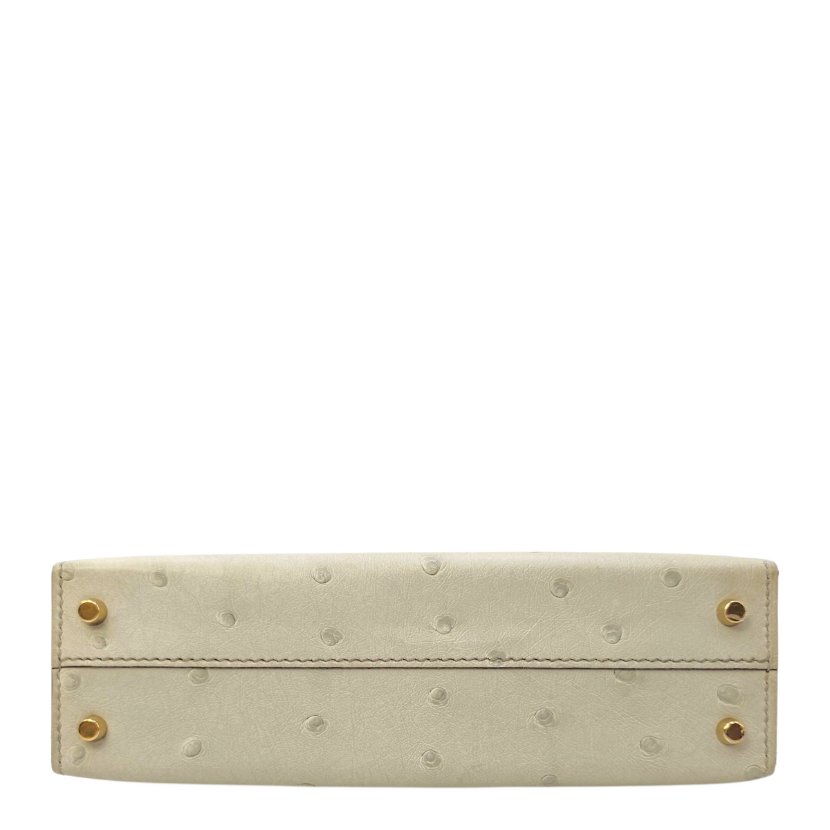 HSS Sellier Kelly  20 Gris Perle/Gris Meyer in Ostrich Permabrass hardware