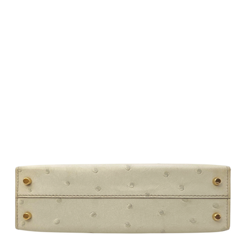 HSS Sellier Kelly  20 Gris Perle/Gris Meyer in Ostrich Permabrass hardware