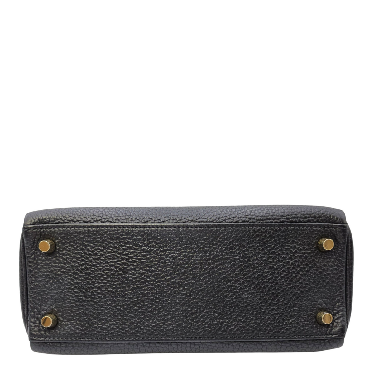 Kelly 25 Noir in Togo Gold hardware