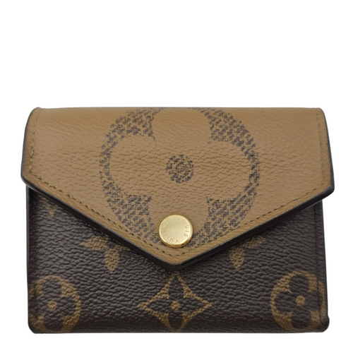 Zoe Purse  Brown Wallet in Monogram Coated Canvas Gold hardware