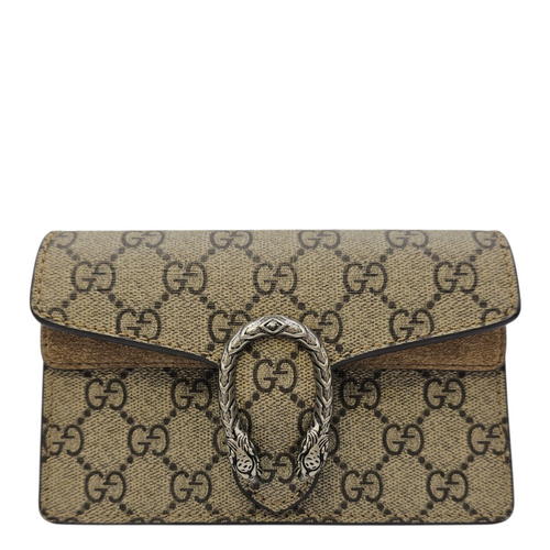Dionysus 16cm Beige Crossbody Bag in Coated Canvas Silver hardware