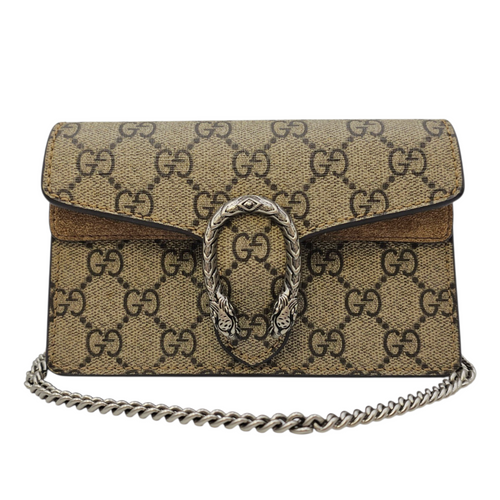 Dionysus 16cm Beige Crossbody Bag in Coated Canvas Silver hardware