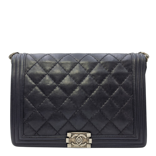 Boy 30 Black Shoulder Bag in Calfskin Ruthenium hardware