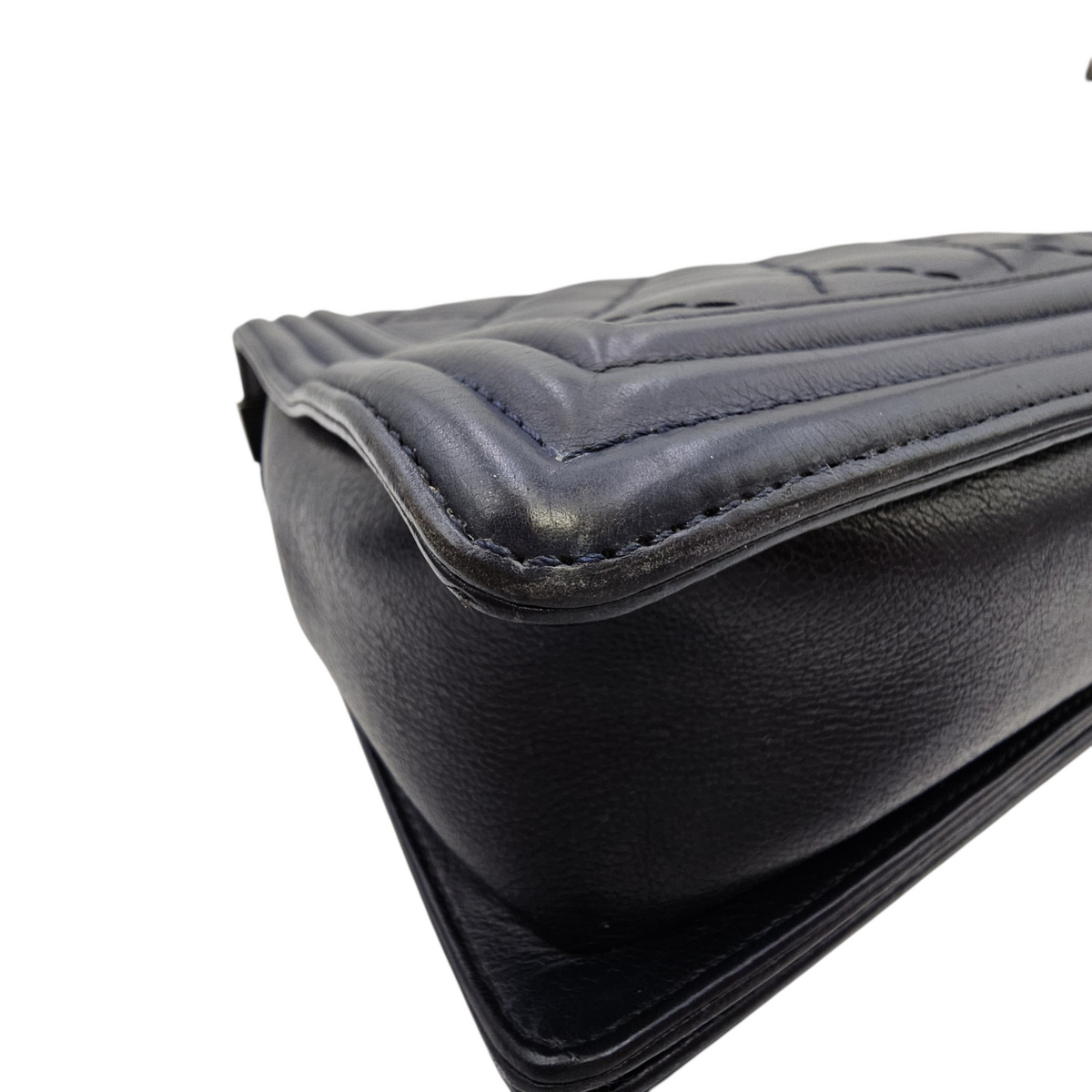 Boy 30 Black Shoulder Bag in Calfskin Ruthenium hardware