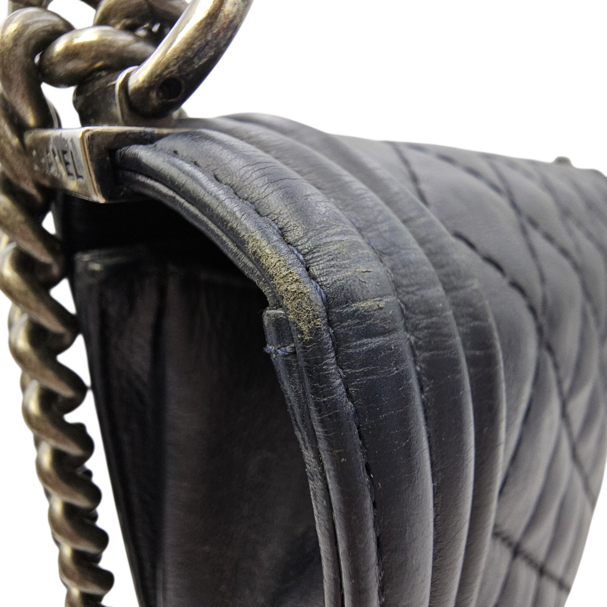 Boy 30 Black Shoulder Bag in Calfskin Ruthenium hardware