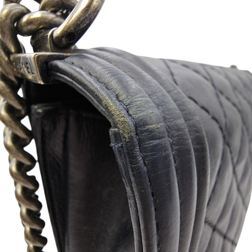 Boy 30 Black Shoulder Bag in Calfskin Ruthenium hardware