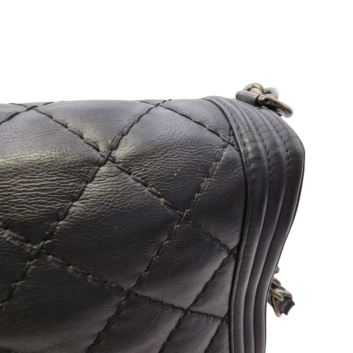 Boy 30 Black Shoulder Bag in Calfskin Ruthenium hardware