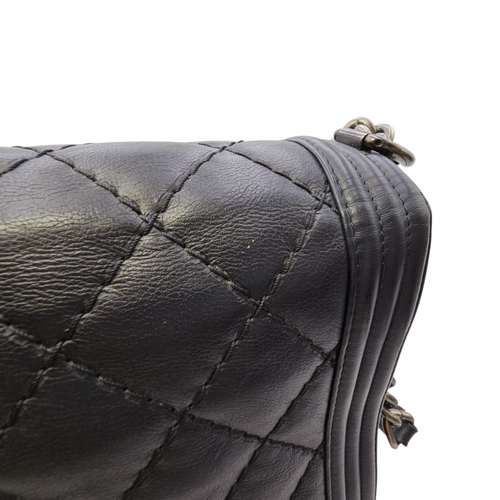 Boy 30 Black Shoulder Bag in Calfskin Ruthenium hardware