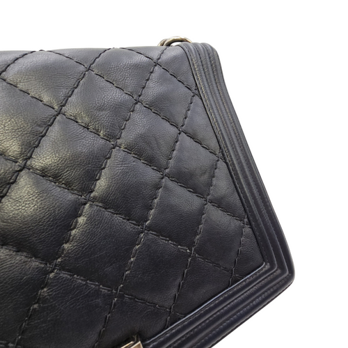 Boy 30 Black Shoulder Bag in Calfskin Ruthenium hardware