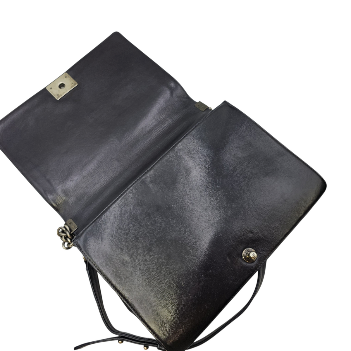 Boy 30 Black Shoulder Bag in Calfskin Ruthenium hardware