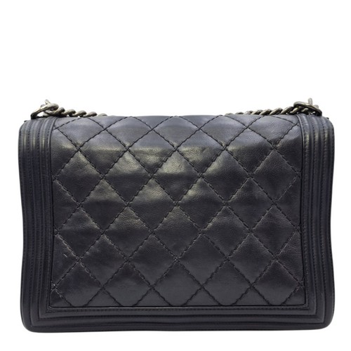 Boy 30 Black Shoulder Bag in Calfskin Ruthenium hardware