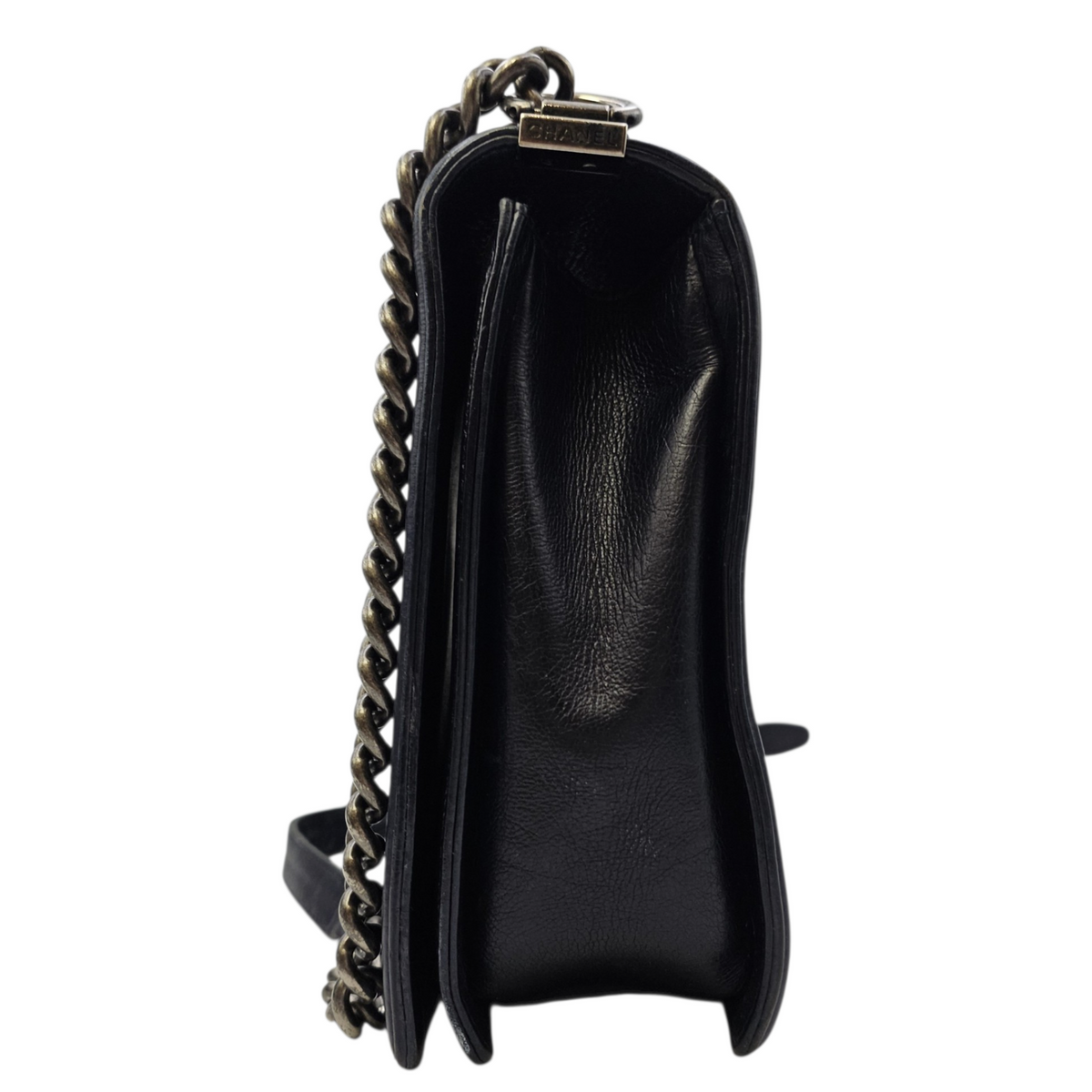Boy 30 Black Shoulder Bag in Calfskin Ruthenium hardware
