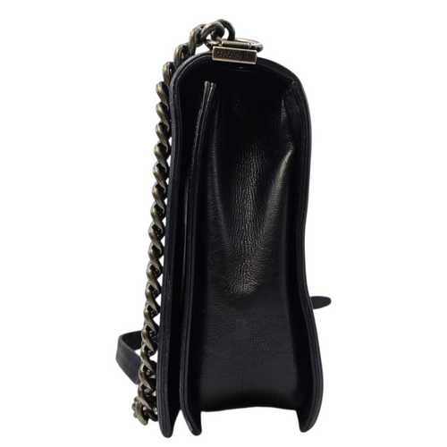 Boy 30 Black Shoulder Bag in Calfskin Ruthenium hardware