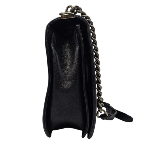 Boy 30 Black Shoulder Bag in Calfskin Ruthenium hardware