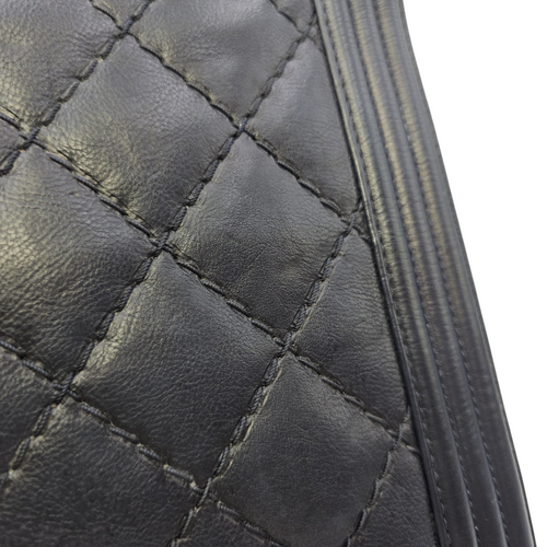 Boy 30 Black Shoulder Bag in Calfskin Ruthenium hardware