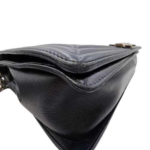 Boy 30 Black Shoulder Bag in Calfskin Ruthenium hardware